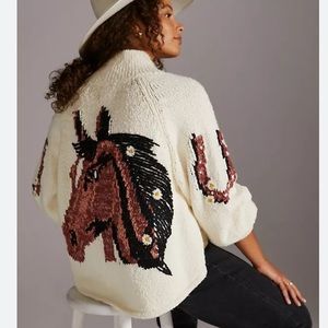 Anthropologie Horse Utility Sweater Jacket
